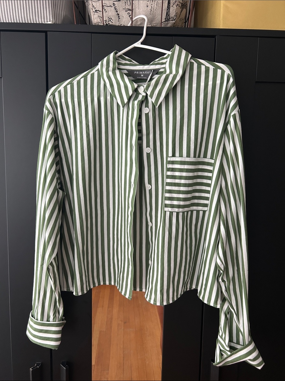 Primark Green & White Striped Kids Button-Down Shirt